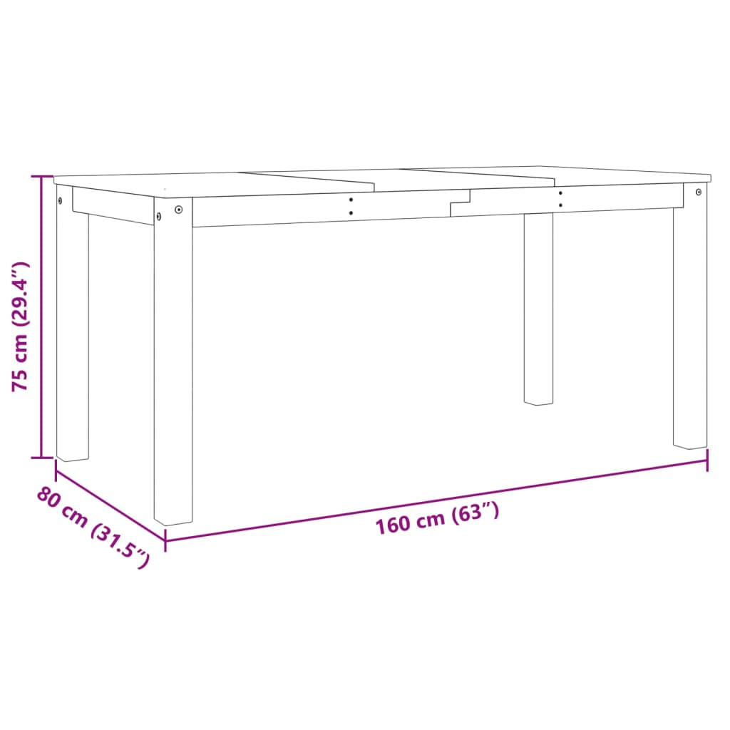 vidaXL Dining Table Panama Grey | Solid Pine Wood, Elegant Minimalist Design, 160x80x75 cm - BEYRUN