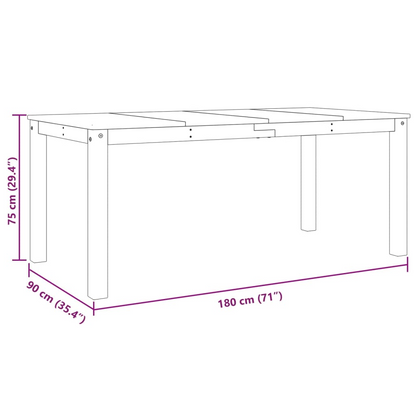 vidaXL Panama Dining Table - 180x90x75 cm | Solid Pine Wood | Minimalist & Elegant Design - BEYRUN