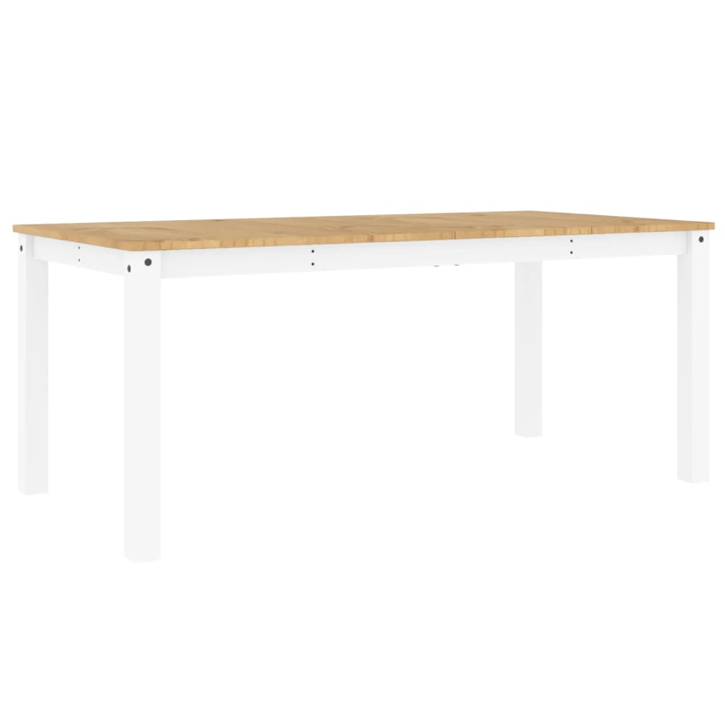 vidaXL Panama White Dining Table - 180x90x75 cm | Solid Pine Wood, Rustic Charm - BEYRUN