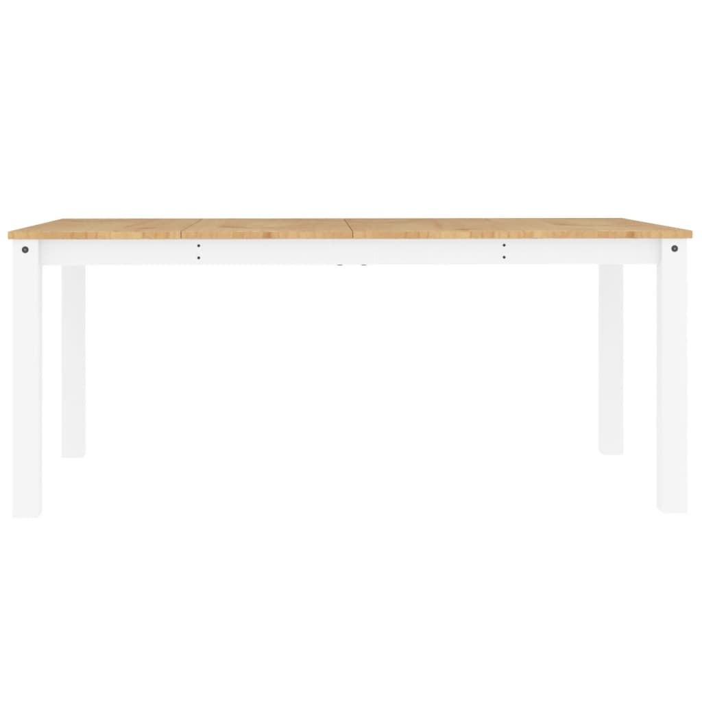 vidaXL Panama White Dining Table - 180x90x75 cm | Solid Pine Wood, Rustic Charm - BEYRUN