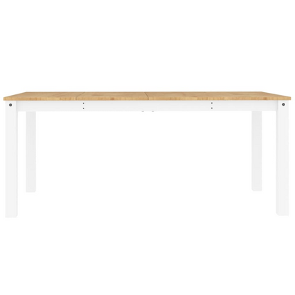 vidaXL Panama White Dining Table - 180x90x75 cm | Solid Pine Wood, Rustic Charm - BEYRUN