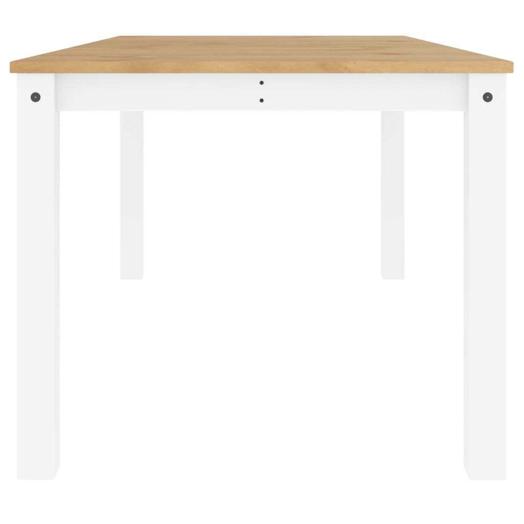 vidaXL Panama White Dining Table - 180x90x75 cm | Solid Pine Wood, Rustic Charm - BEYRUN