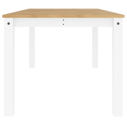 vidaXL Panama White Dining Table - 180x90x75 cm | Solid Pine Wood, Rustic Charm - BEYRUN