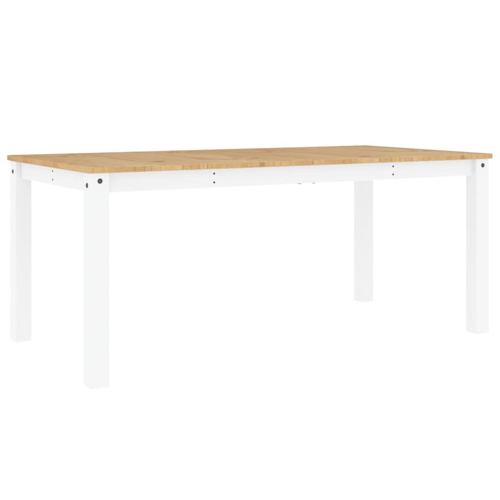 vidaXL Panama White Dining Table - 180x90x75 cm | Solid Pine Wood, Rustic Charm - BEYRUN