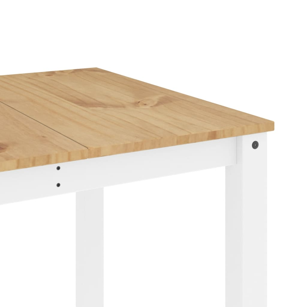 vidaXL Panama White Dining Table - 180x90x75 cm | Solid Pine Wood, Rustic Charm - BEYRUN