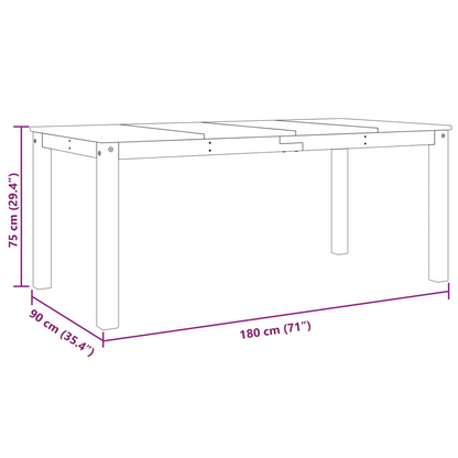 vidaXL Panama White Dining Table - 180x90x75 cm | Solid Pine Wood, Rustic Charm - BEYRUN