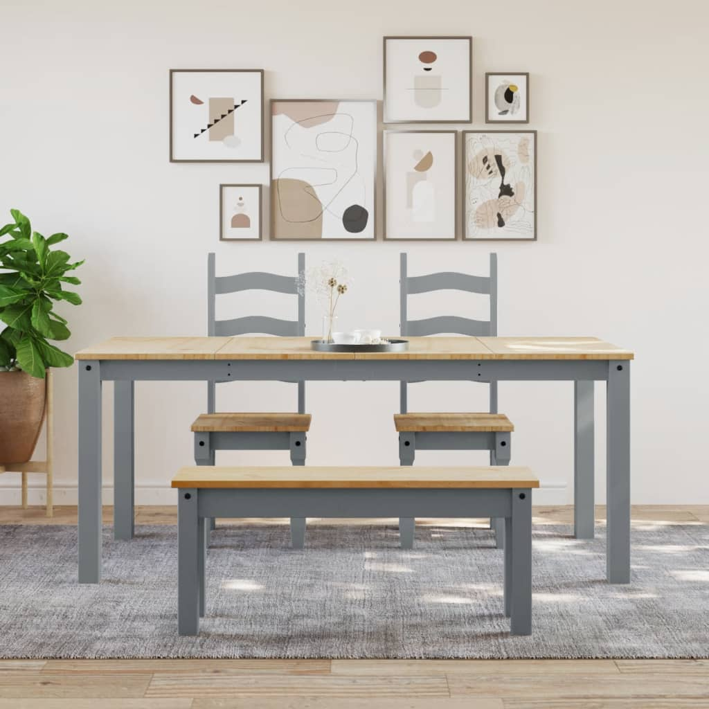 vidaXL Solid Pine Wood Dining Table in Panama Grey - 180x90x75 cm | Minimalist Design, Rustic Charm, Durable Quality - BEYRUN