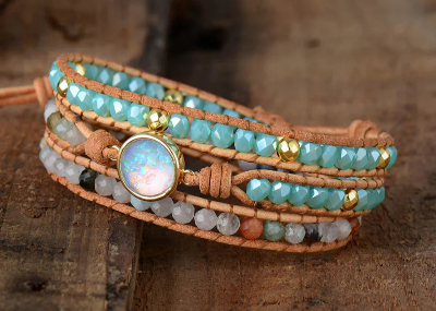 Elegant Handcrafted Opal Bracelet - Bohemian Style with Semi-Precious Stones - Adjustable Size, Perfect for Emotional Healing & Creativity - BEYRUN