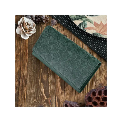 Stylish Geometric Pattern Embossed Natural Leather Women's Wallet - BEYRUN