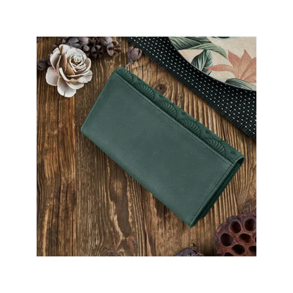 Stylish Geometric Pattern Embossed Natural Leather Women's Wallet - BEYRUN