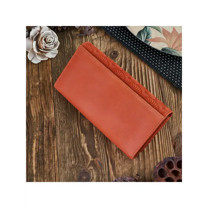 Stylish Geometric Pattern Embossed Natural Leather Women's Wallet - BEYRUN