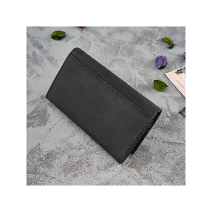 Women's Leather Wallet - Black | Premium Quality, Floral Embossing, RFID Protection - BEYRUN