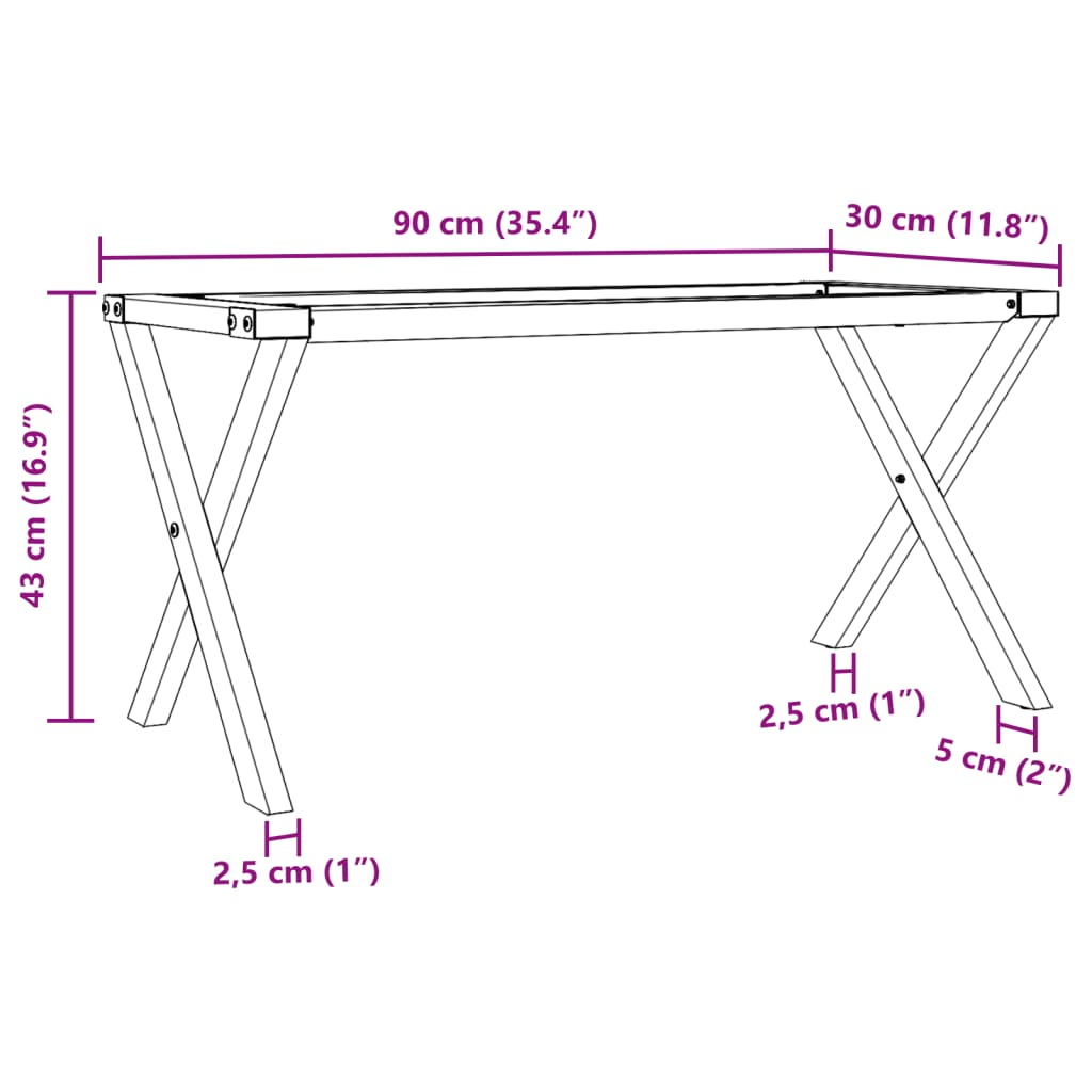 vidaXL Coffee Table Legs X-Frame 90x30x43 cm Steel - Durable and Stylish