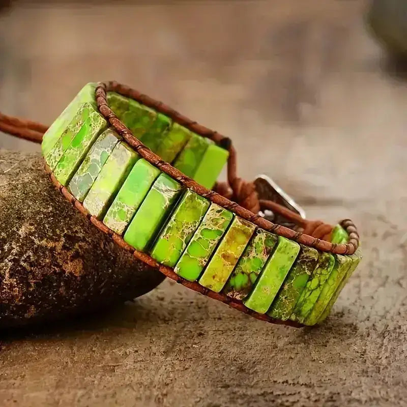 Nature Bracelet - Green Jasper Agate Stone Bracelet for Women | Bohemian Style - BEYRUN