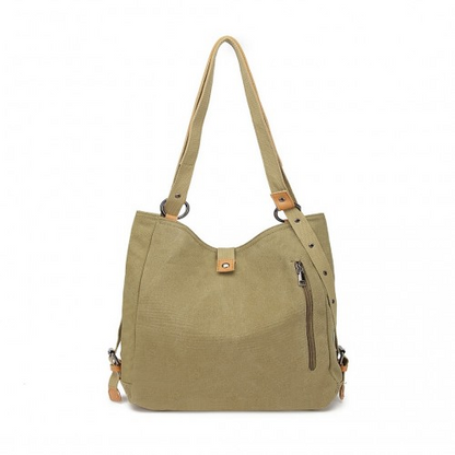 Kono Khaki Casual Canvas Dual-Use Bag - Versatile Shoulder Bag & Backpack with Large Capacity - BEYRUN