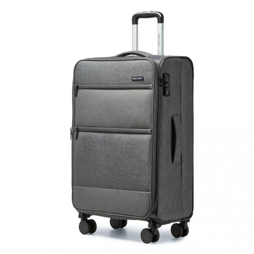 British Traveller 28" Lightweight Expandable Soft Shell Suitcase with TSA Lock - Grey - BEYRUN