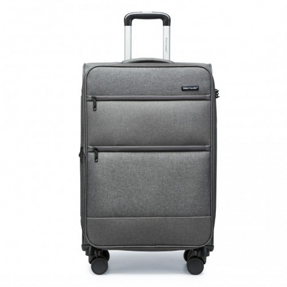 British Traveller 28" Lightweight Expandable Soft Shell Suitcase with TSA Lock - Grey - BEYRUN