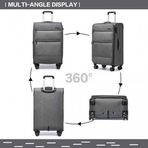 British Traveller 28" Lightweight Expandable Soft Shell Suitcase with TSA Lock - Grey - BEYRUN