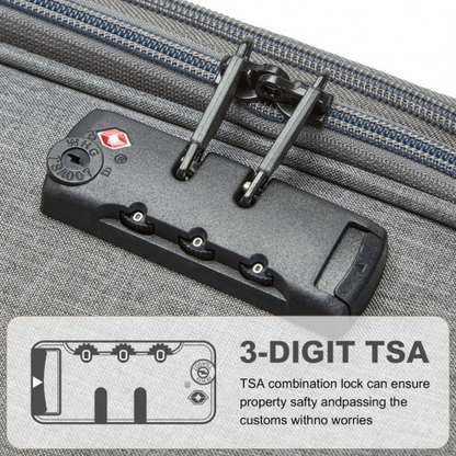 British Traveller 28" Lightweight Expandable Soft Shell Suitcase with TSA Lock - Grey - BEYRUN