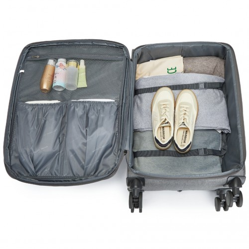 British Traveller 28" Lightweight Expandable Soft Shell Suitcase with TSA Lock - Grey - BEYRUN