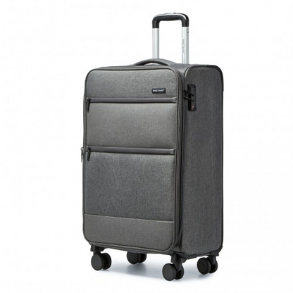 British Traveller 20 Inch Lightweight Cabin Carry-On Suitcase with Laptop Compartment - Grey - BEYRUN