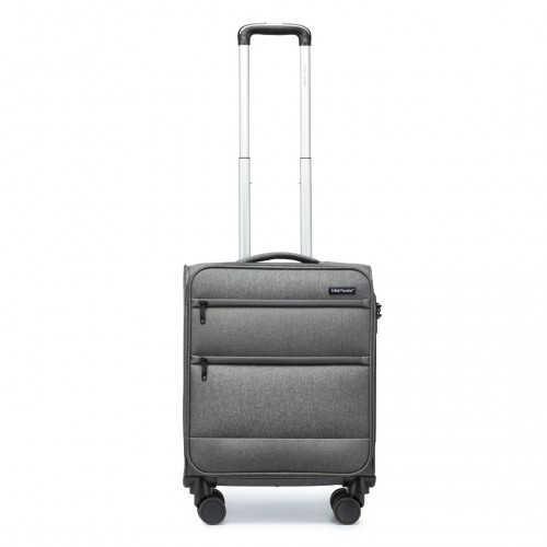 British Traveller 20 Inch Lightweight Cabin Carry-On Suitcase with Laptop Compartment - Grey - BEYRUN