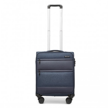 British Traveller 20 Inch Lightweight Cabin Carry-On Suitcase with Laptop Compartment - Navy - BEYRUN