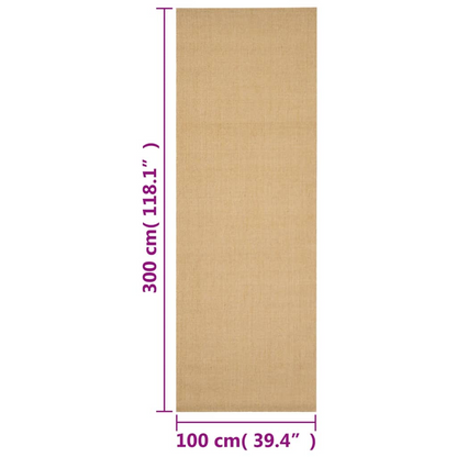 vidaXL Natural Sisal Rug - Durable, Eco-Friendly, 100x300 cm - BEYRUN