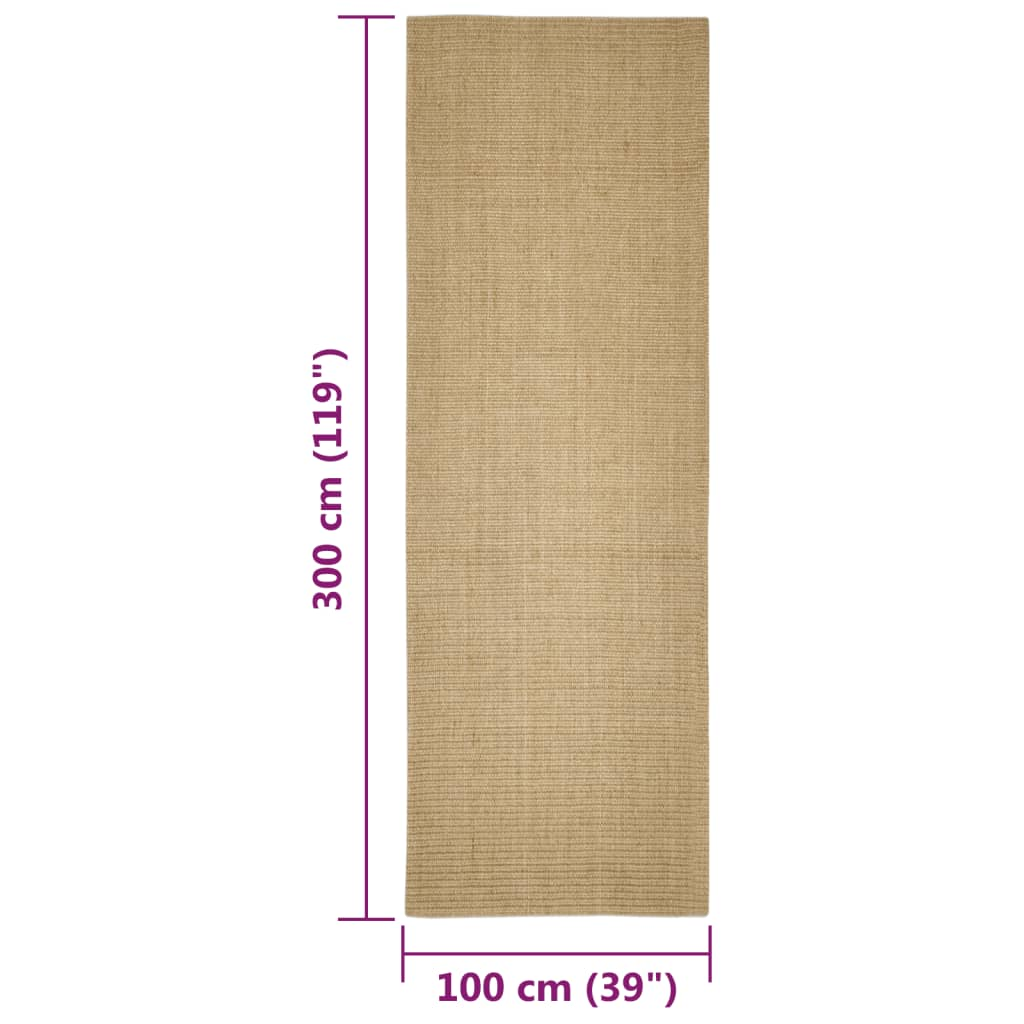 vidaXL Durable Sisal Rug for Cat Scratching Post 100x300 cm | Natural & Eco-Friendly - BEYRUN