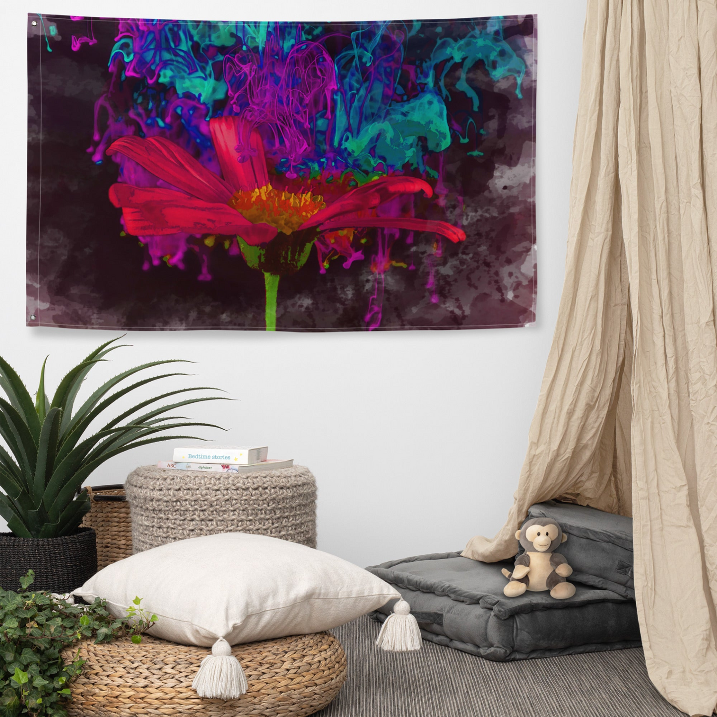 Modern Art Abstract Flower Painting Flag Tapestry - Beautiful and Versatile Home Decor - BEYRUN