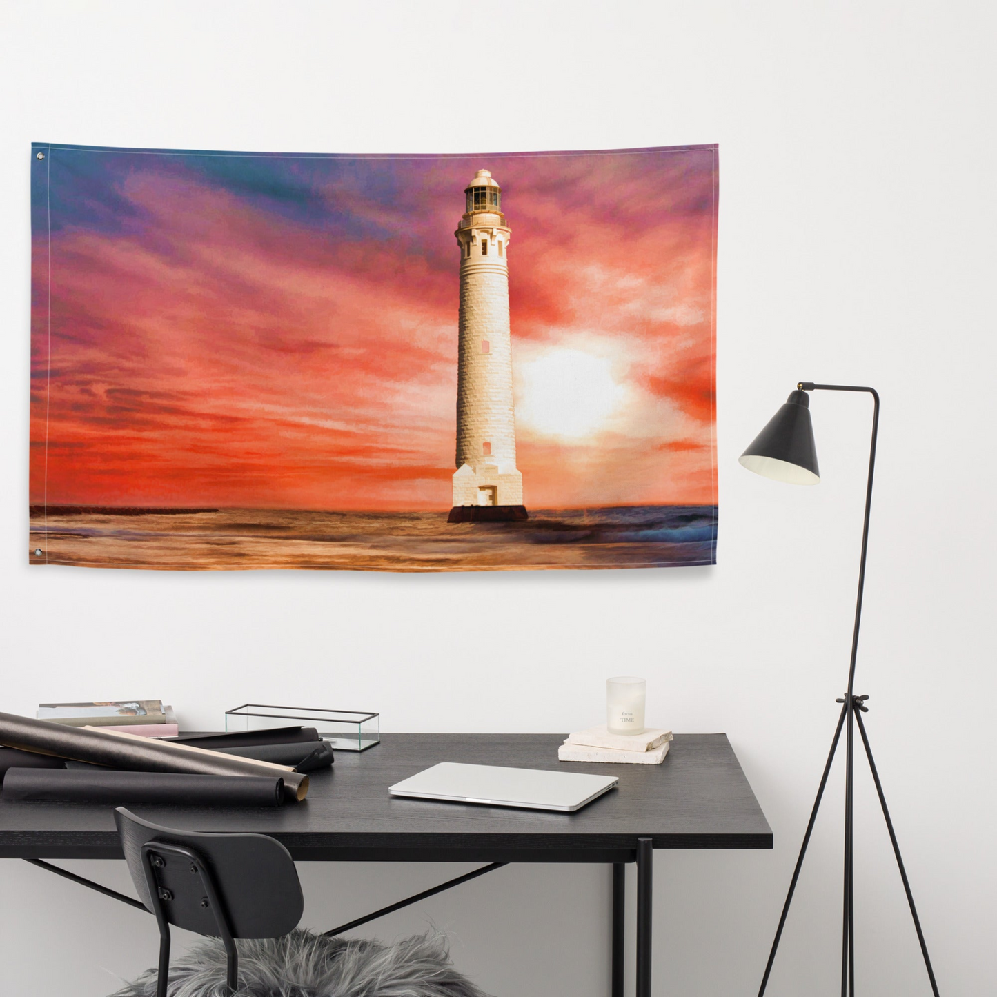 Lighthouse Wall Art Painting Flag Tapestry – Elegant Coastal Decor for Home - BEYRUN