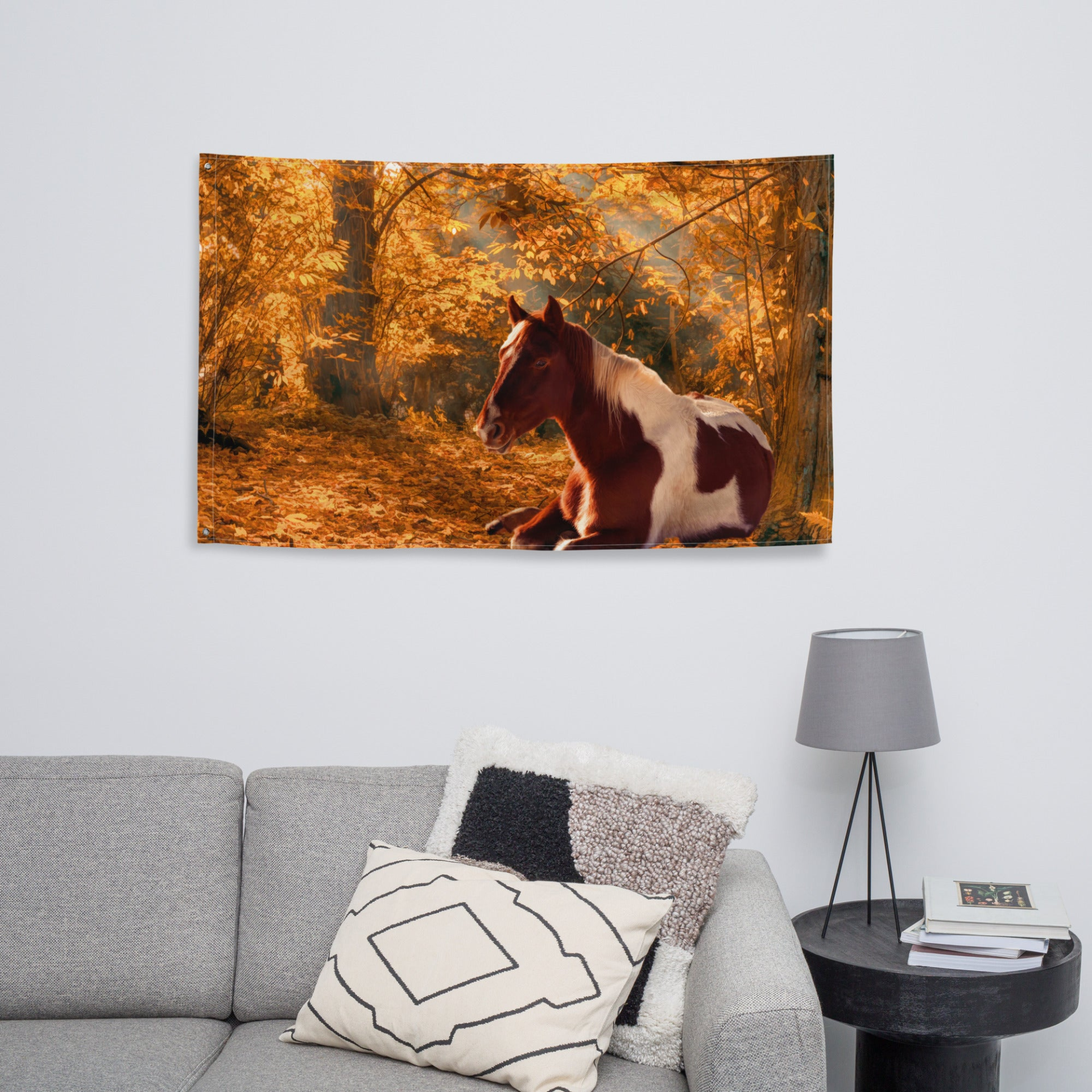 Horse Wall Art Painting Flag Tapestry - Stunning Interior Decor, Easy-to-Care, 100% Polyester - BEYRUN