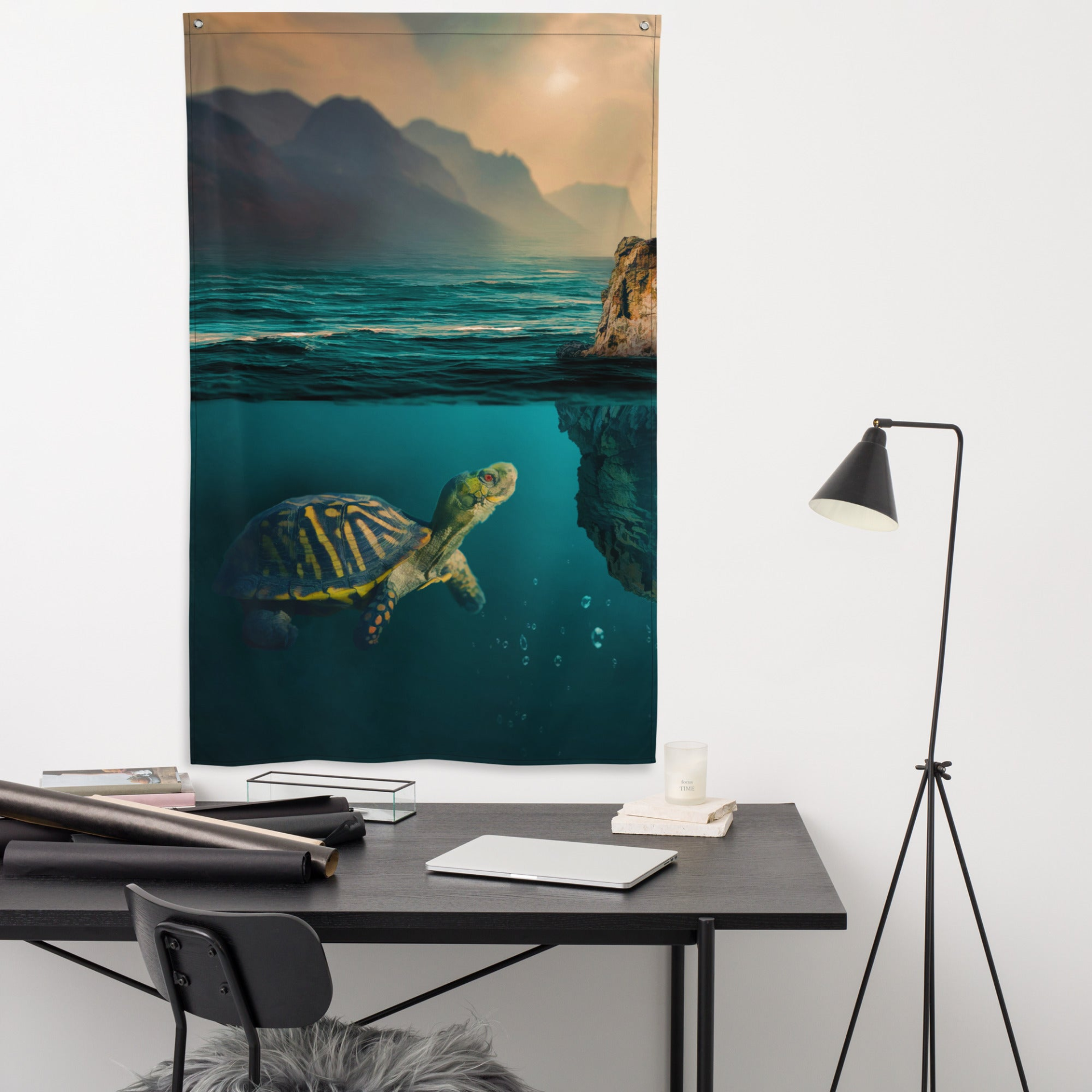 Turtle Art Painting Flag Tapestry - Versatile & Durable Home Decor - BEYRUN