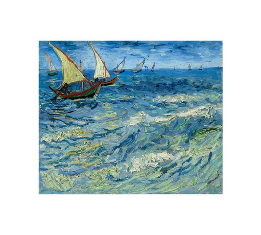 Seascape Boats Painting Canvas Print - Nautical Decor for Home and Office - BEYRUN