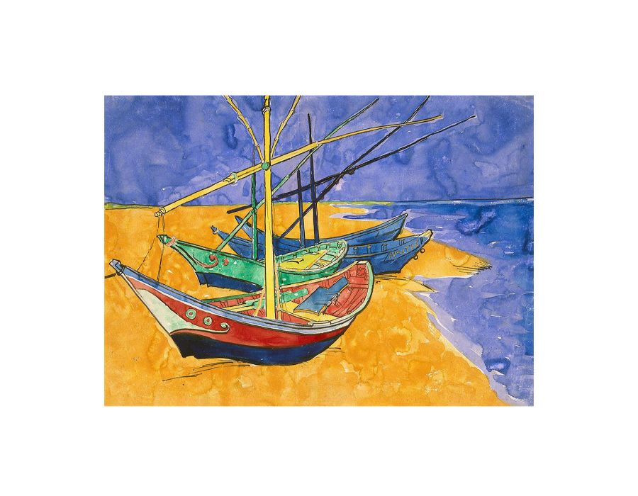 Fishing Boats by Van Gogh - Premium Canvas Print for Art Lovers - BEYRUN