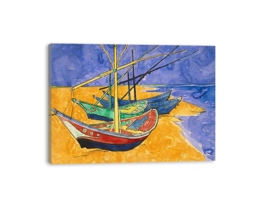 Fishing Boats by Van Gogh - Premium Canvas Print for Art Lovers - BEYRUN