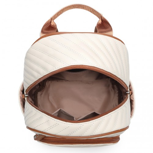 LG2323 - Miss Lulu Water-resistant Chic PU Leather Backpack - Beige And Brown - BEYRUN