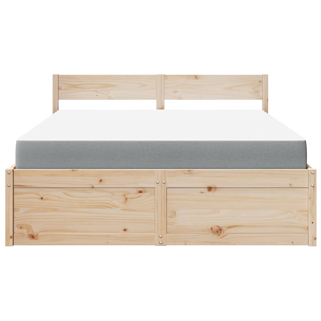 vidaXL Bed with Drawers and Mattress 160x200 cm - Solid Pine Wood, Storage Solution - BEYRUN