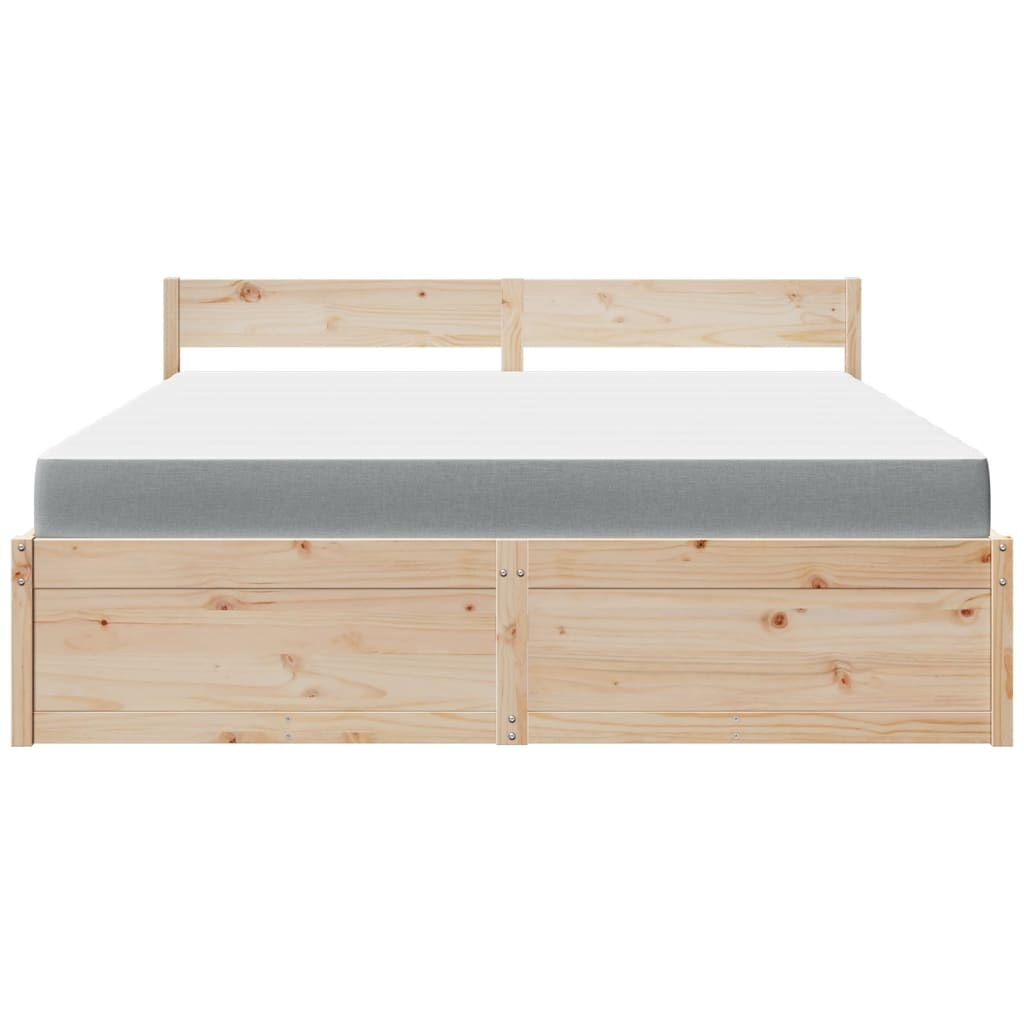 vidaXL Super King Bed with Drawers & Mattress 180x200 cm - Solid Pine Wood Finish - BEYRUN