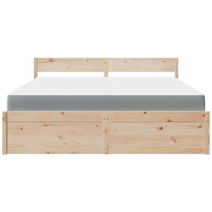 vidaXL Super King Bed with Drawers & Mattress 180x200 cm - Solid Pine Wood Finish - BEYRUN