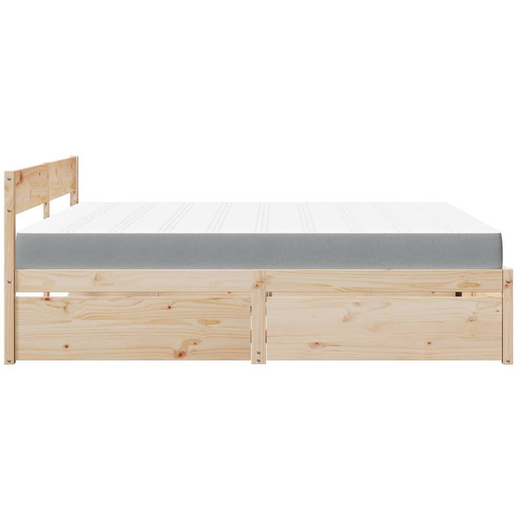 vidaXL Super King Bed with Drawers & Mattress 180x200 cm - Solid Pine Wood Finish - BEYRUN