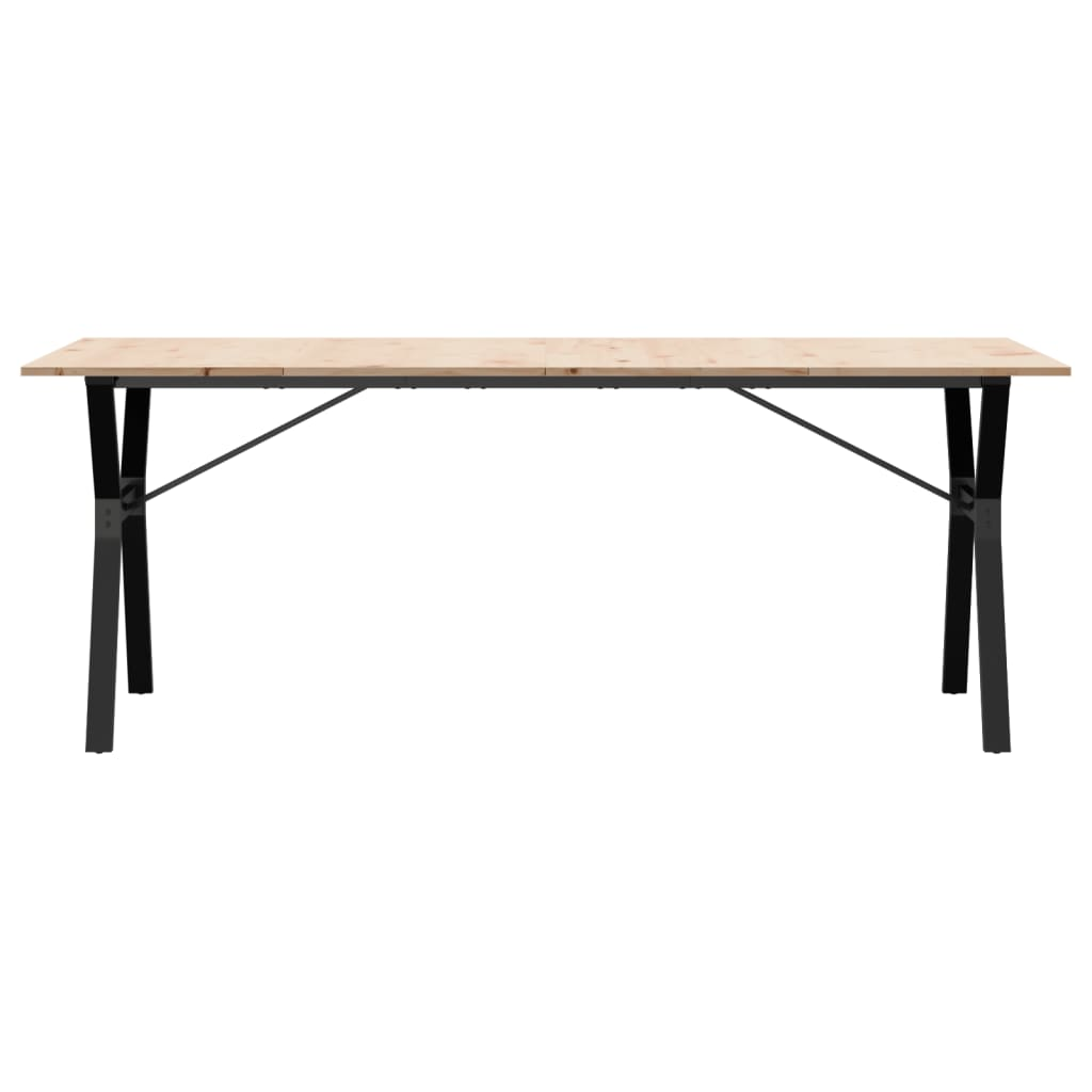 vidaXL Rustic Solid Pine Wood Dining Table with Y-Frame Cast Iron Base, 200x100x75 cm - Sturdy and Stylish - BEYRUN