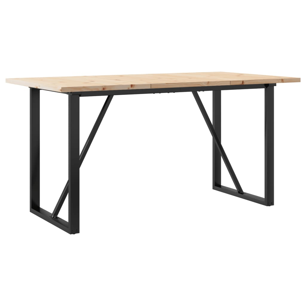 vidaXL Solid Wood and Cast Iron Dining Table - Rustic Pine - 140x80x75.5 cm - BEYRUN