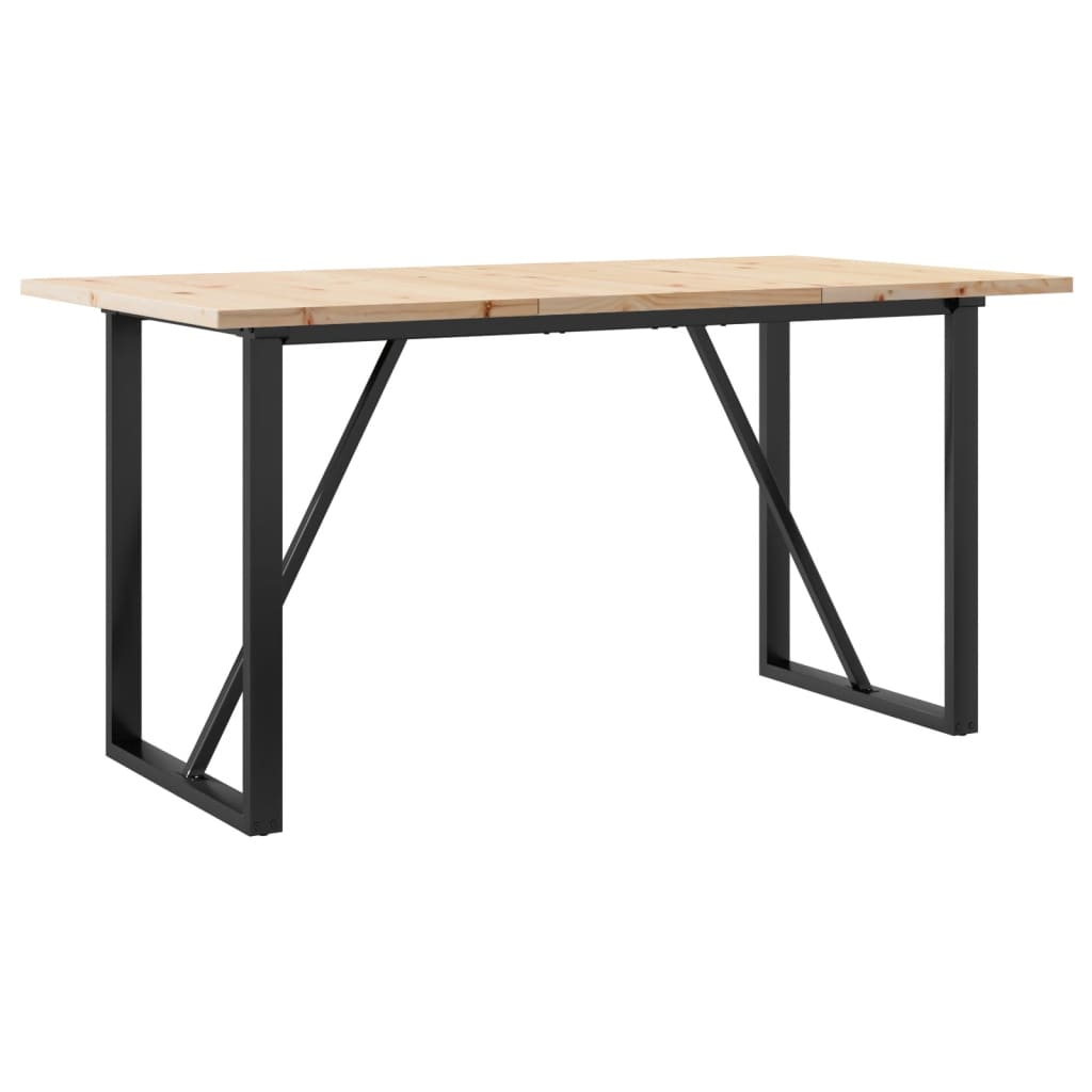 vidaXL Solid Wood and Cast Iron Dining Table - Rustic Pine - 140x80x75.5 cm - BEYRUN