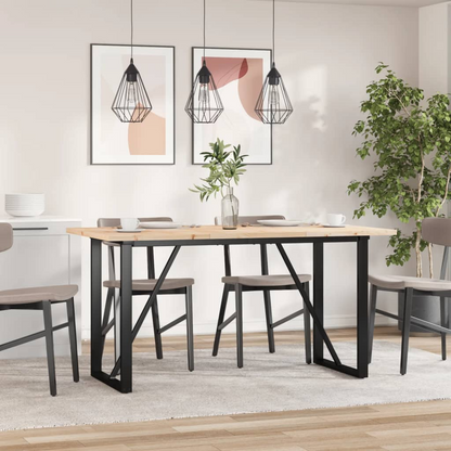 vidaXL Solid Wood Pine Dining Table with Cast Iron O-Frame - 160x80 cm | Rustic & Elegant Dining Furniture - BEYRUN