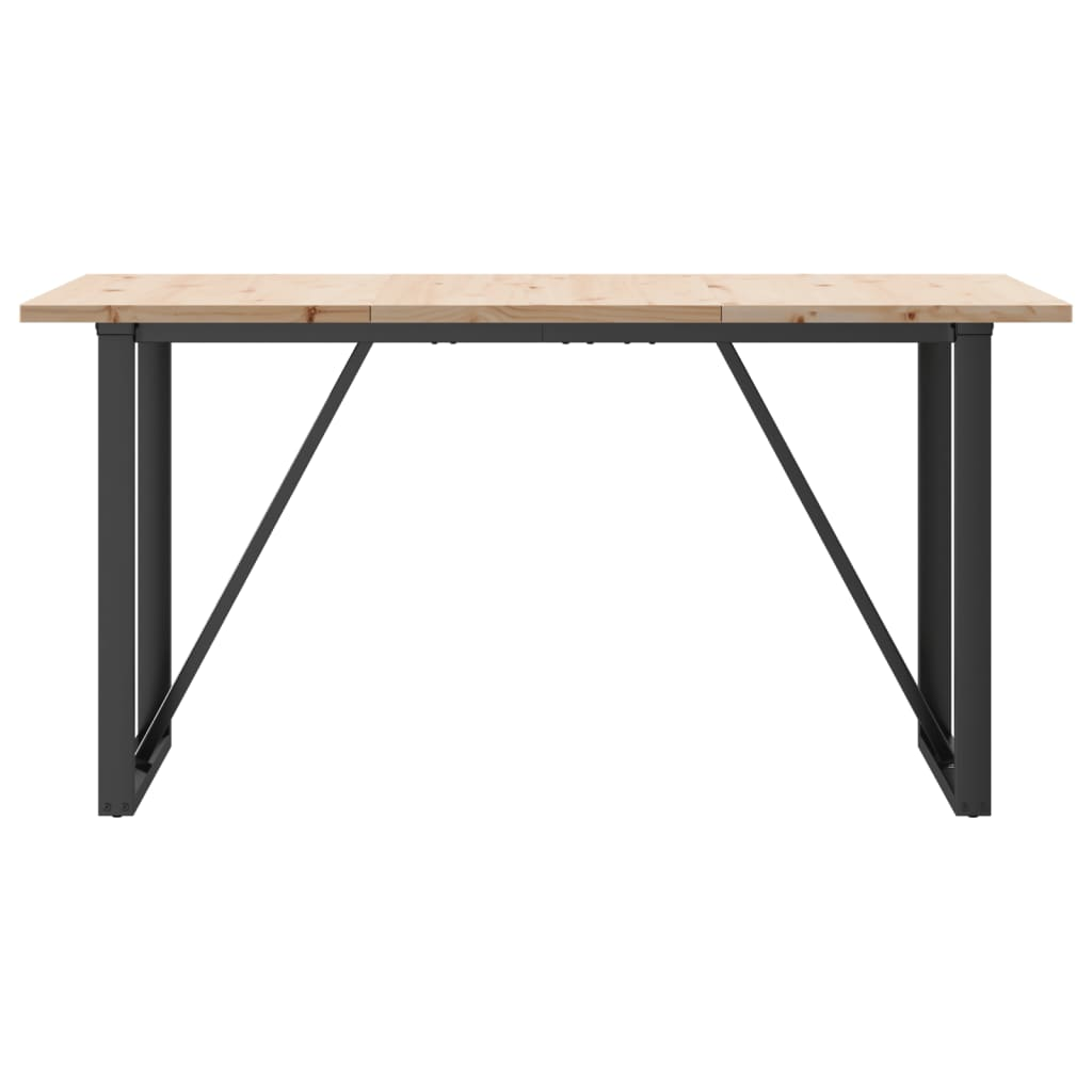 vidaXL Solid Wood Pine Dining Table with Cast Iron O-Frame - 160x80 cm | Rustic & Elegant Dining Furniture - BEYRUN