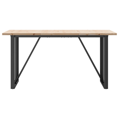 vidaXL Solid Wood Pine Dining Table with Cast Iron O-Frame - 160x80 cm | Rustic & Elegant Dining Furniture - BEYRUN