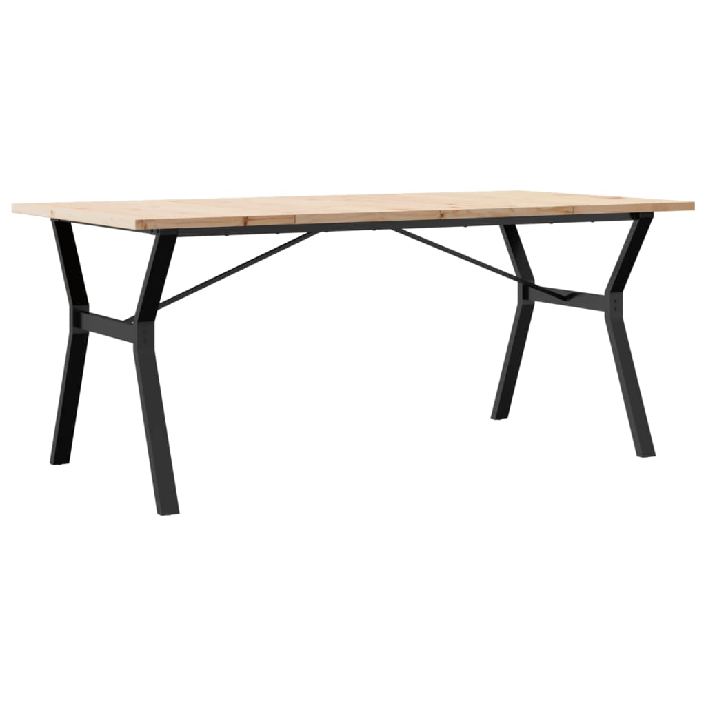 vidaXL Rustic Solid Pine Wood Dining Table with Cast Iron Y-Frame - 180x90x75.5 cm | Durable & Stylish - BEYRUN