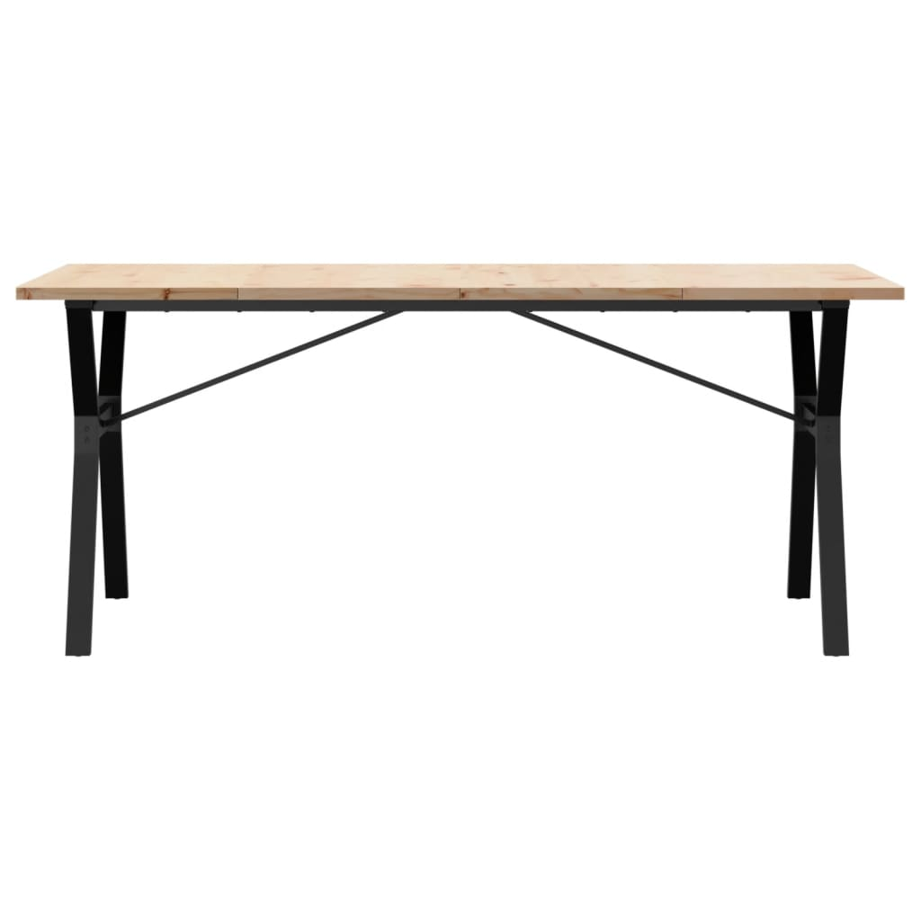 vidaXL Rustic Solid Pine Wood Dining Table with Cast Iron Y-Frame - 180x90x75.5 cm | Durable & Stylish - BEYRUN