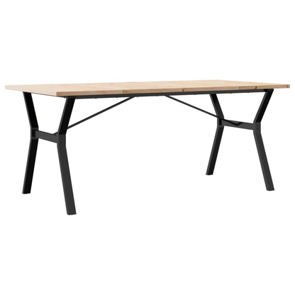 vidaXL Rustic Solid Pine Wood Dining Table with Cast Iron Y-Frame - 180x90x75.5 cm | Durable & Stylish - BEYRUN